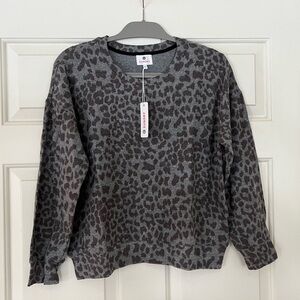 Sundry Leopard Drapey Sweater